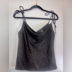 Forever 21 Black Cowl Neck Paisley Printed Silky Tank